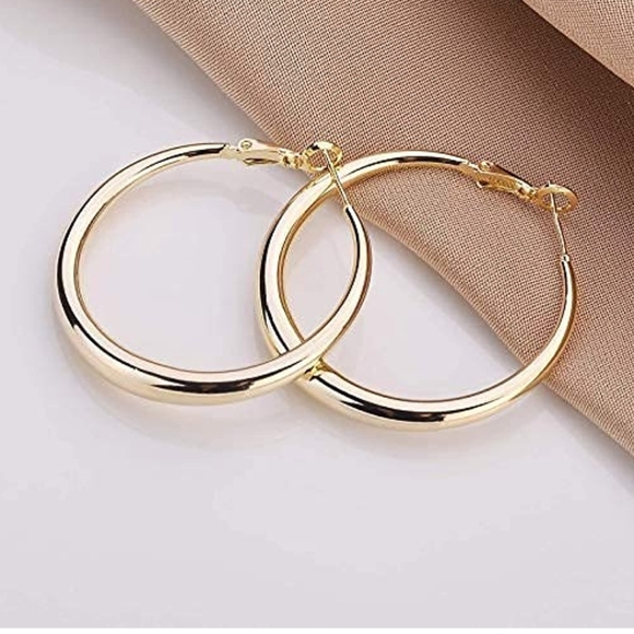 Jewelry Gold Hoop Earrings 18k Gold Plated Large Hoop Earrings Poshmark